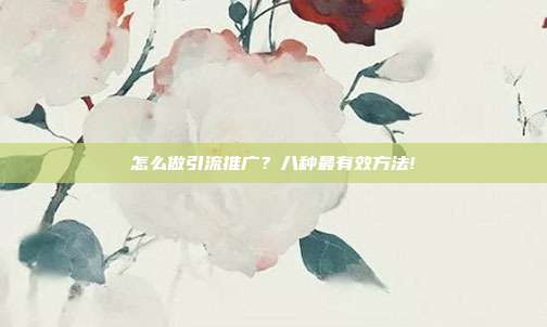 怎么做引流推广?八种最有效方法!