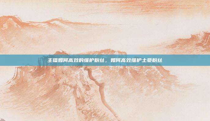 主播如何高效的维护粉丝,如何高效维护土豪粉丝