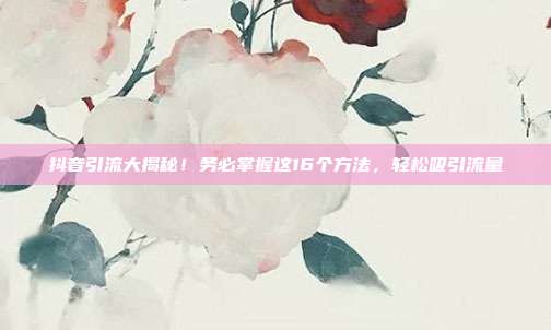 抖音引流大揭秘!务必掌握这16个方法,轻松吸引流量