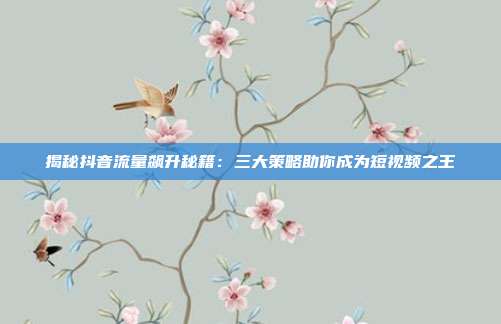 揭秘抖音流量飙升秘籍:三大策略助你成为短视频之王
