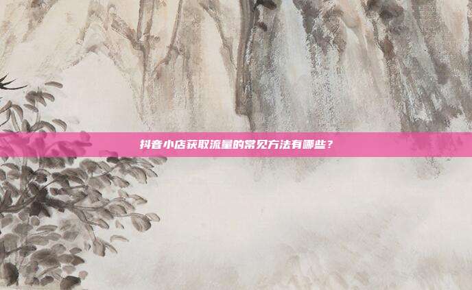 抖音小店获取流量的常见方法有哪些？