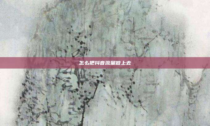 怎么把抖音流量做上去