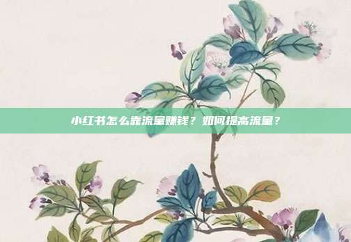 小红书怎么靠流量赚钱?如何提高流量?
