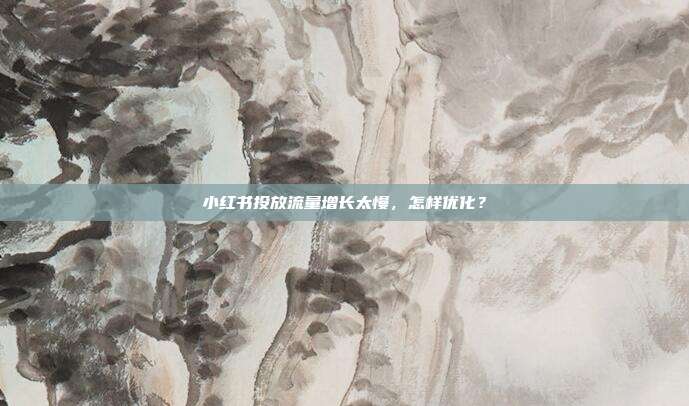 小红书投放流量增长太慢，怎样优化？