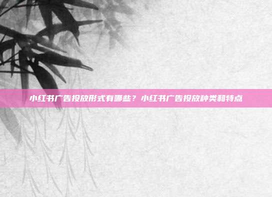 小红书广告投放形式有哪些?小红书广告投放种类和特点