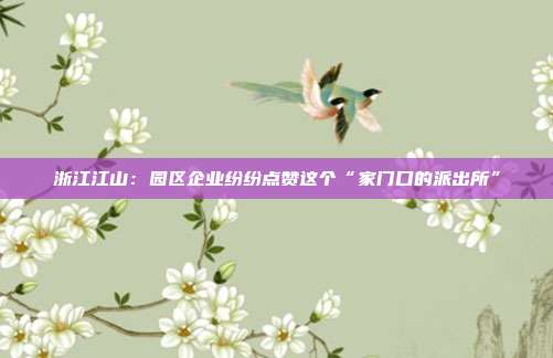 浙江江山:园区企业纷纷点赞这个“家门口的派出所”