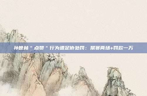 孙世林"点赞"行为遭足协处罚:禁赛两场+罚款一万