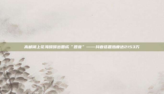 高邮湖上花海频频出圈成“团宠”——抖音话题热度达2153万