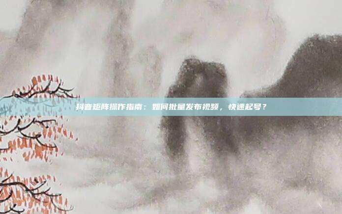 抖音矩阵操作指南:如何批量发布视频,快速起号?