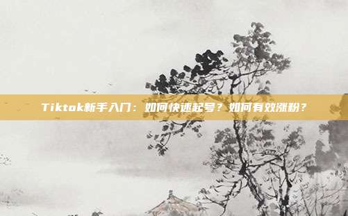 Tiktok新手入门:如何快速起号?如何有效涨粉?