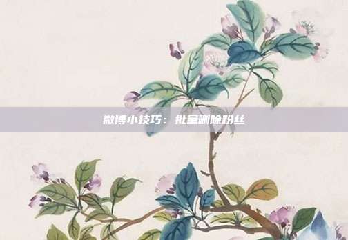微博小技巧：批量删除粉丝