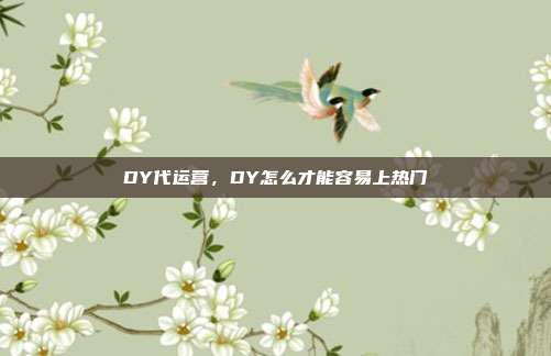 DY代运营，DY怎么才能容易上热门