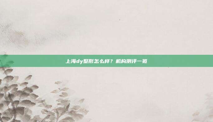 上海dy整形怎么样？机构测评一览