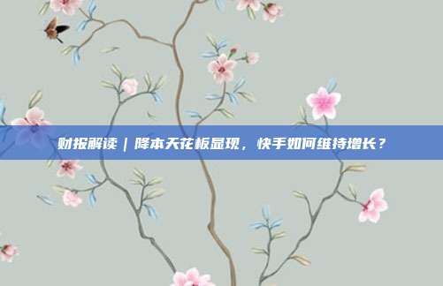 财报解读|降本天花板显现,快手如何维持增长?