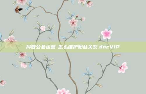 抖音公会运营-怎么维护粉丝关系.docVIP