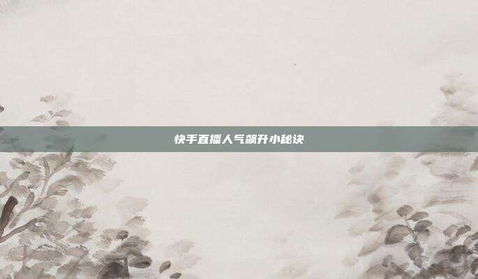 快手直播人气飙升小秘诀
