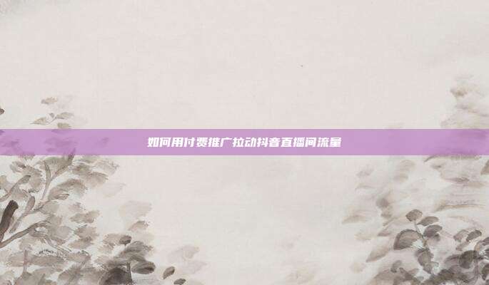 如何用付费推广拉动抖音直播间流量