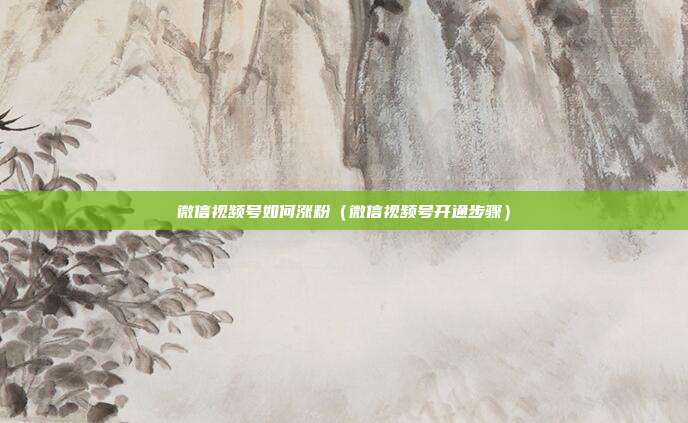 微信视频号如何涨粉（微信视频号开通步骤）