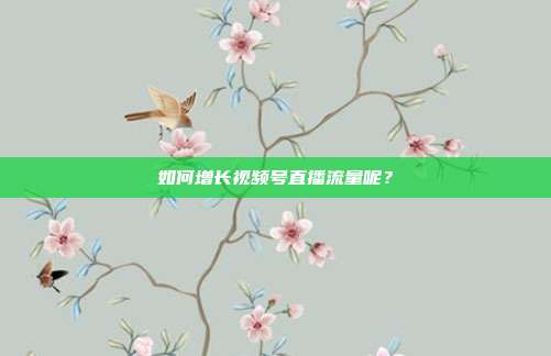 如何增长视频号直播流量呢？