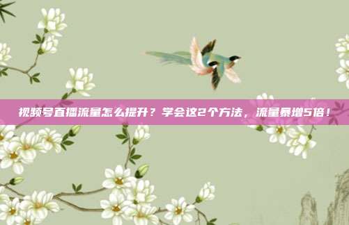 视频号直播流量怎么提升？学会这2个方法，流量暴增5倍！