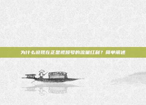 为什么说现在正是视频号的流量红利？简单阐述