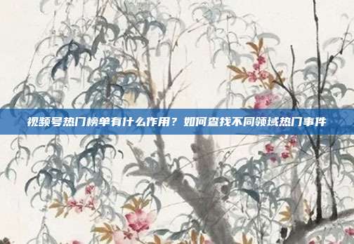 视频号热门榜单有什么作用？如何查找不同领域热门事件