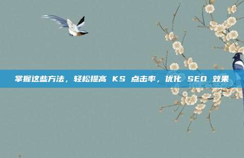掌握这些方法,轻松提高 KS 点击率,优化 SEO 效果