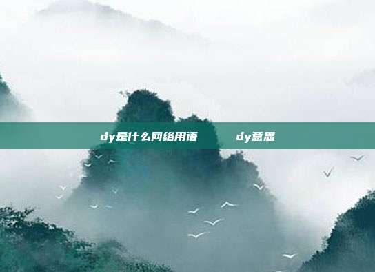 dy是什么网络用语 dy意思