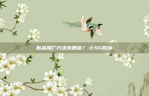新品推广方法有哪些?-ESG跨境