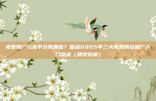 免费推广引流平台有哪些？盘点2025年三大免费网站推广入口盘点（建议收藏）