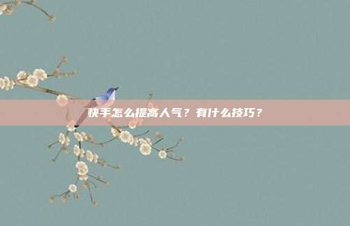 快手怎么提高人气?有什么技巧?