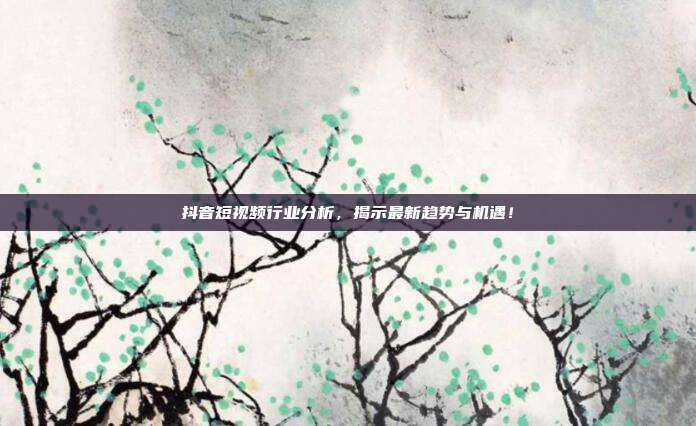 抖音短视频行业分析,揭示最新趋势与机遇!