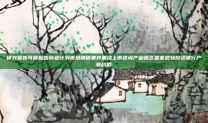 研究报告可研报告商业计划市场调研兼并重组上市咨询产业园区国家规划投资银行产业战略
