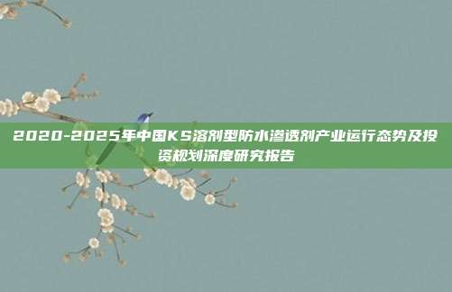 2020-2025年中国KS溶剂型防水渗透剂产业运行态势及投资规划深度研究报告