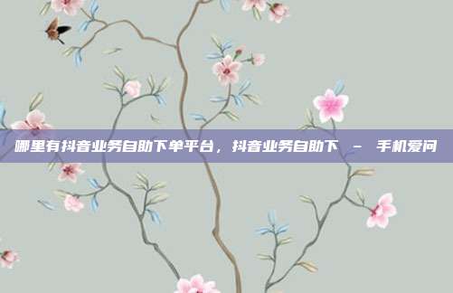 哪里有抖音业务自助下单平台,抖音业务自助下 – 手机爱问