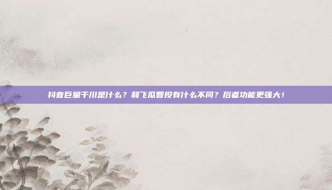 抖音巨量千川是什么？和飞瓜智投有什么不同？后者功能更强大！