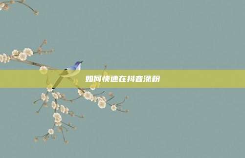 如何快速在抖音涨粉