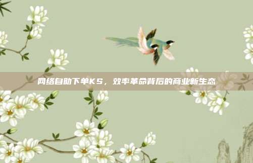 网络自助下单KS，效率革命背后的商业新生态