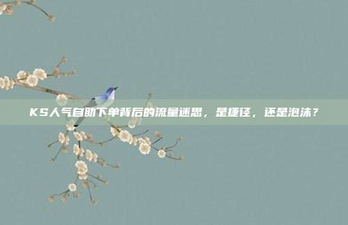 KS人气自助下单背后的流量迷思，是捷径，还是泡沫？