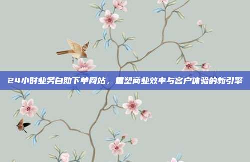 24小时业务自助下单网站，重塑商业效率与客户体验的新引擎