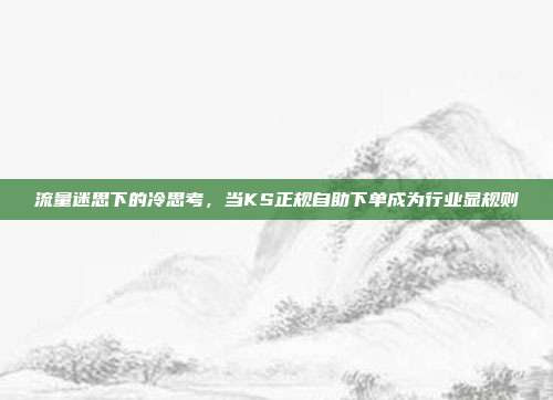 流量迷思下的冷思考，当KS正规自助下单成为行业显规则