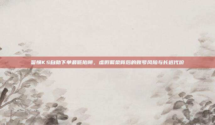 警惕KS自助下单最低陷阱，虚假繁荣背后的账号风险与长远代价