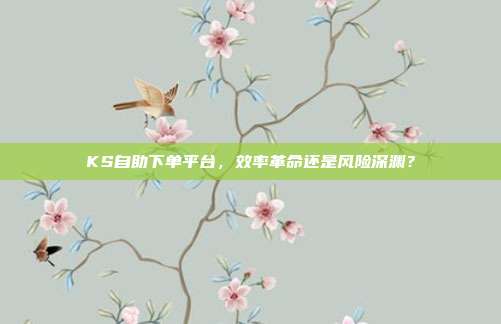 KS自助下单平台，效率革命还是风险深渊？