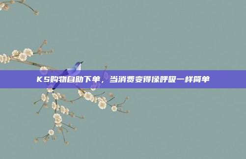 KS购物自助下单，当消费变得像呼吸一样简单