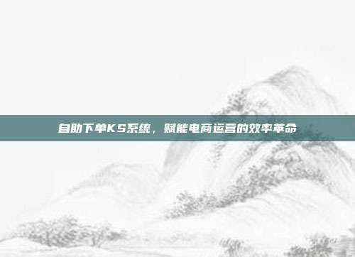 自助下单KS系统，赋能电商运营的效率革命