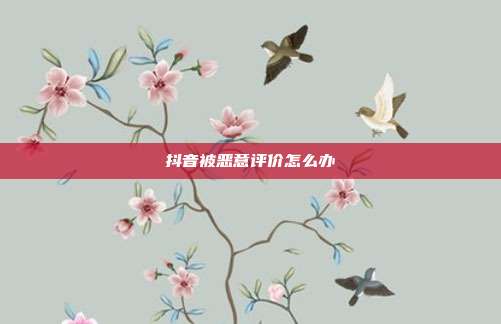 抖音被恶意评价怎么办