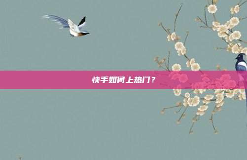 快手如何上热门?
