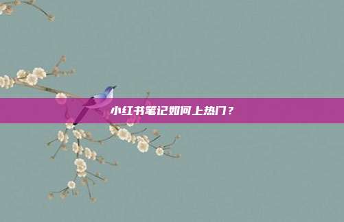 小红书笔记如何上热门?