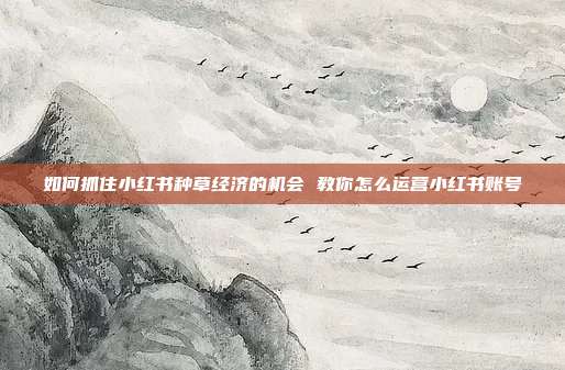 如何抓住小红书种草经济的机会 教你怎么运营小红书账号