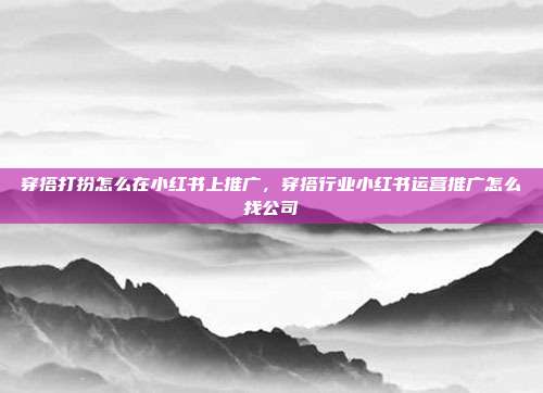 穿搭打扮怎么在小红书上推广,穿搭行业小红书运营推广怎么找公司